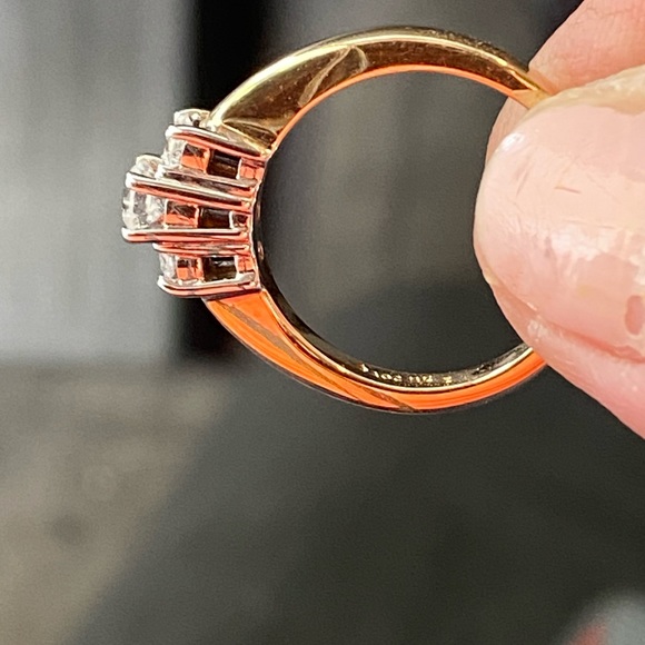 SOLD 1/2 Carat Three Stone Gold & Diamond Ring - Picture 5 of 9